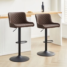 Brown swivel bar stools - brown, pu