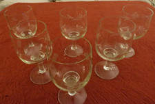 Vintage Set of 6 Etched Crystal Dessert Wine or Cordial Glasses