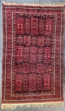 Afghan hand-knotted wool rug 216×135 cm – Ersari/Beshir panel gul – vintage trib