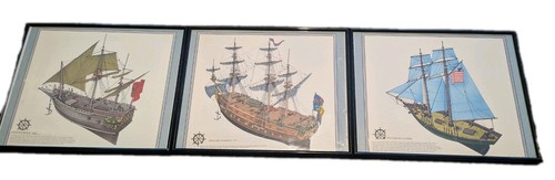 Trio framed vintage sailing - of,