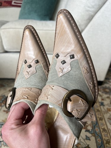 Vtg western leather mules - leather,