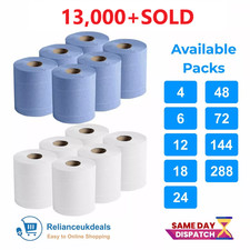 Centrefeed Blue White Rolls 2ply Embossed Kitchen Hand Wipes Paper Towels Tissue