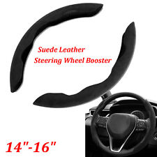 2pcs Universal 14"-16" Car Steering Wheel Booster Cover Black Suede Anti-slip UK