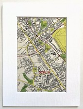 Vintage c. 1950 London Map - Mounted - BURNT OAK, KINGSBURY GREEN, COLINDALE 1