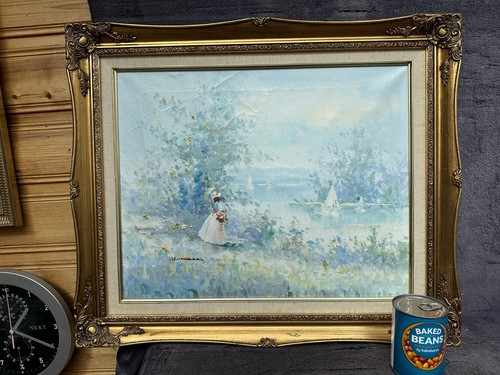 Vintage framed oil canvas - vintage,