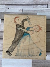 Paper Nation / Jolly Nation Rubber Stamp Ballroom Couple Dancing Wood Mount