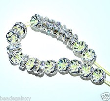 pangaeawalker AAA quality silver clear rondelle spacer beads of 6, 8, 10 mm