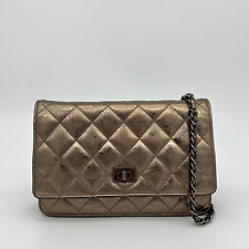 Chanel Reissue 2.55 Wallet on Chain Bag in Quilted Metallic Gold