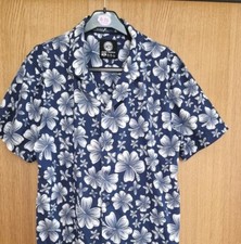 hot tuna Floral Shirt Blue/White Mens Medium Short Sleeve Surf Skate Beach Loud