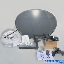 60cm zone 1 Satellite dish & quad lnb, 10m Single White Coax kit For Freesat Sky