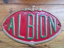 Vintage Cast Iron Makers Name Plate Sign Plaque ALBION FREE UK P&P 