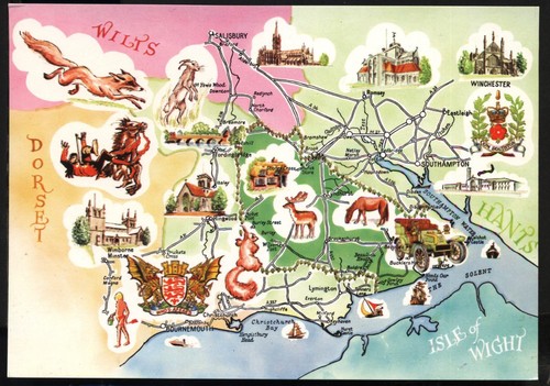 Modern postcard pictorial map - pictorial,