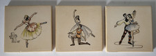 THREE RETRO MID CENTURY MINTON BALLET DANCING DESIGN CERAMIC TILES 4." SQ