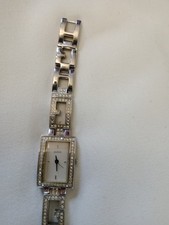 Guess Ladies Watch G Logo Diamante Bezel MOP Face Catch Closure Stainless Steel 