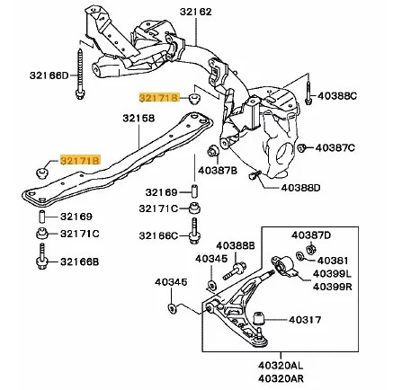 Bushing front cross - cross, member