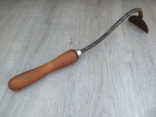Vintage onion Hoe.  Garden hand hoe, swan neck, Wood wooden short handle .