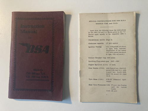 Bsa instruction manual - instruction, c10/c11