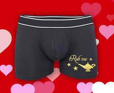 Rub Me Mens Boxers-Novelty Genie Rude Joke Valentines Day Funny Underwear Gift