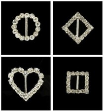 10pc Rhinestone 10mm Buckles Ribbon Sliders Wedding Bridal Embellishment
