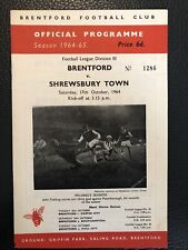17.10.1964. Brentford v Shrewsbury Town (Div 3).
