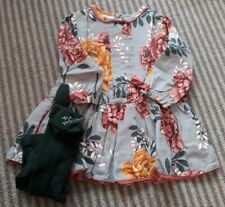 Tutto Piccolo gorgeous soft fabric girls dress  and tights 12 mths
