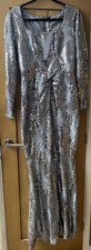 VINTAGE RETRO 80'S HANDMADE COSTUME DRAG CABARET SEQUINE SILVER FISH TAIL MEDIUM