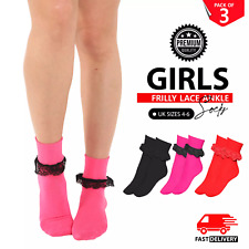 3 Pair Ladies Girls Lace Ankle
