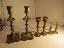 3 x pairs of brass candlesticks job lot
