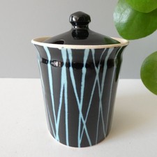 Vintage Mid Century Modern Preserve Pot Jam Pickle Jar Atomic MCM Black Blue