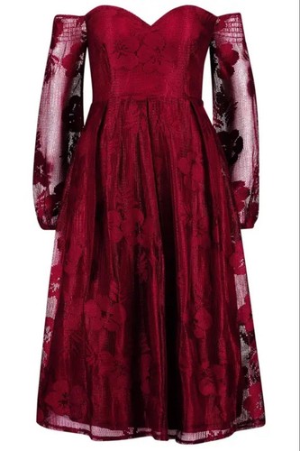Boohoo berry red floral bardot - boohoo,