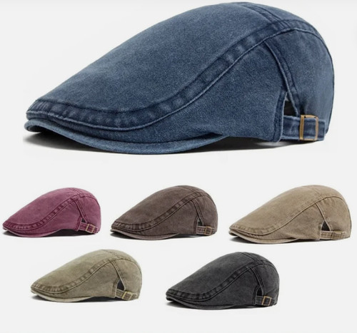 Men flat cap washed - cap, newsboy