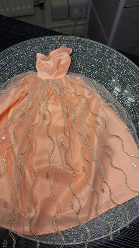 Barbie peach glitter tulle - peach,