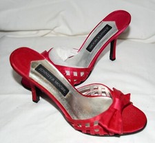 New Display Jennifer Moore Fuschia Satin Sandals shoes Bow heels wedding prom 7