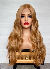 Ginger Copper Red Auburn Human Hair Blend Lace Front Wig Wavy Soft 27