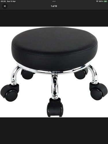 Leather roller stool - leather,