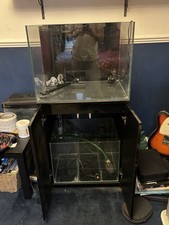 Aqua One MiniReef 120 Marine Reef Aquarium Fish Tank & Cabinet 120L Black & Whit