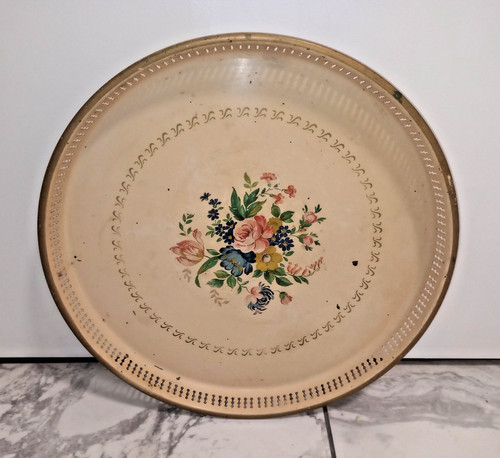 Vintage hand painted toleware - hand,