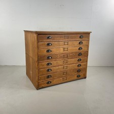 VINTAGE INDUSTRIAL 1930s PLAN CHEST ARCHITECTS DESK DRAWERS BRASS HANDLES #4692