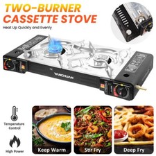 Portable Double Burner Gas Stove Camping Butane Cooker Barbecue Gas Cannister UK