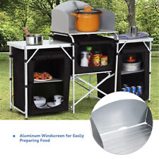 Large Camping Kitchen Cook Table Stand Folding Storage Unit Portable Outdoor BBQ
