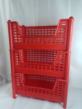 Vintage Vegetable Rack Red Plastic Mid Century Kitchen Storage