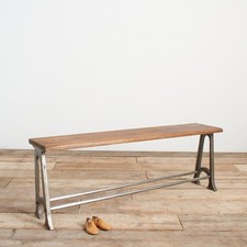 Antique Vintage Antique School Locker Room Storage Bench - Long