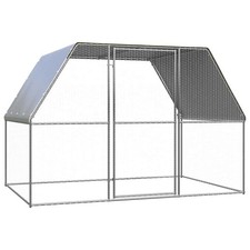 Chicken Cage Farm Walk in Chicken Coop Silver and Grey Galvanised Steel vidaXL