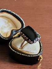 VINTAGE ART NOUVEAU STYLE STERLING SILVER & ONYX RING