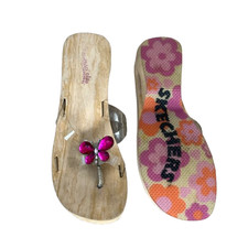 Skechers Wedge Sandals Women's Size UK 8 EU 41 Something Else Toe Post Butterfly