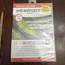 3 Devices - Webroot Secure Anywhere Internet Security Factory - New & Sealed