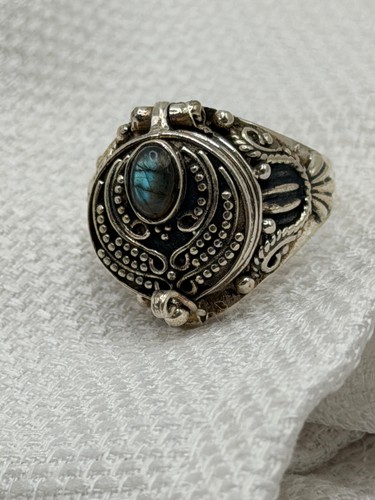 Sterling silver poison ring - silver,