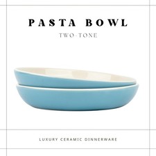 Salad Pasta Bowl Turquoise Dinnerware Kitchen Deep Food Dessert Two Tone Sky