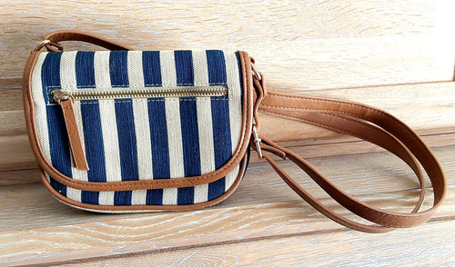 Navy cream stripe canvas - (f&f),