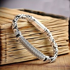 Mens Woven Vintage 925 Silver